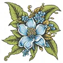 texas / blue bonnet / pecan tree tattoo design idea