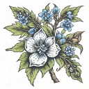 texas / blue bonnet / pecan tree tattoo design idea