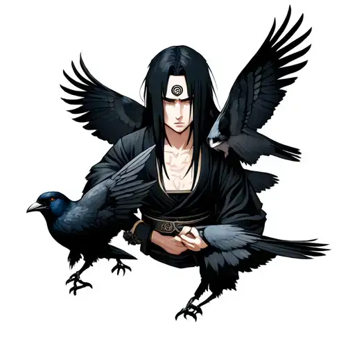 Itachi Uchiha with crows tattoo design idea