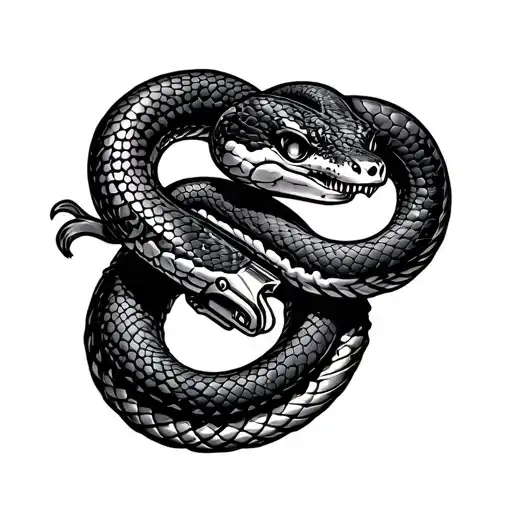 snake gun and garter tattoo design idea