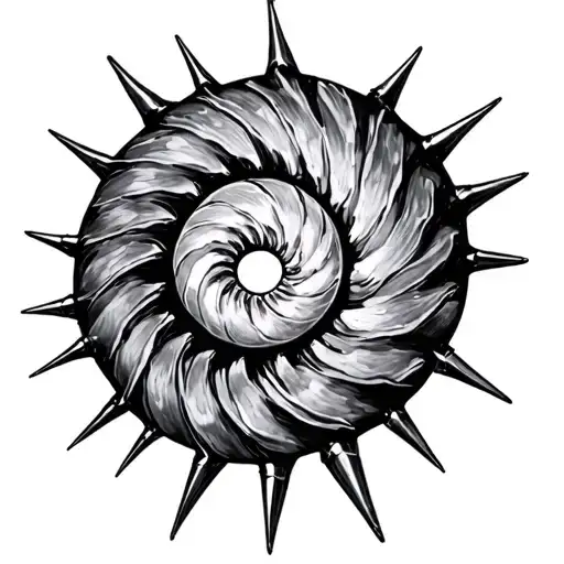 black work spiral tattoo design with spikes for boob tattoo design idea