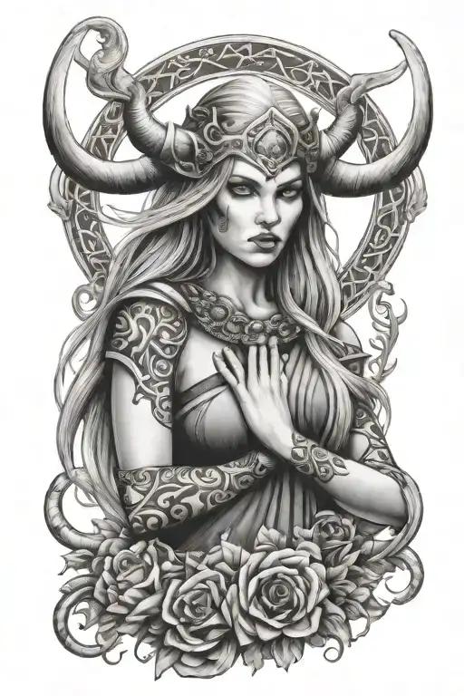 Hel viking goddess of death tattoo design idea