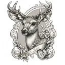 female baby deer and the letter S tattoo design idea
