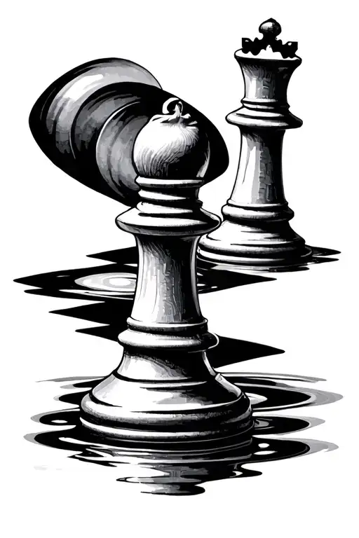 water ripples in a chess board design combining elements tattoo design idea