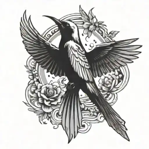 Venezuela and swallow bird flying in the sky tattoo design idea