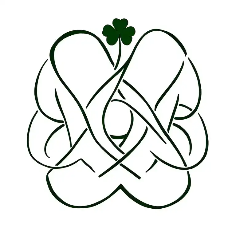 trinity symbol knot with shamrock intertwined tattoo design idea