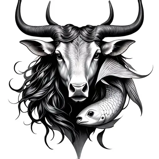 taurus woman zodiac sign and pisces male zodiac sign tattoo design idea