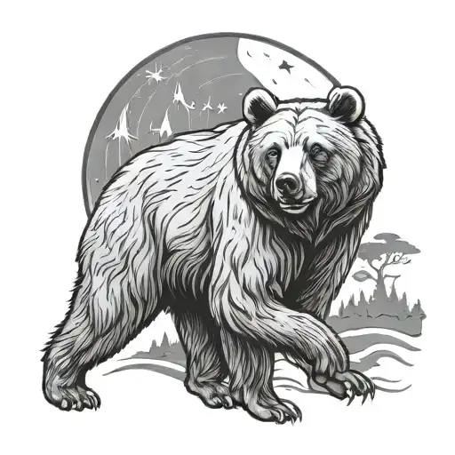 bear moon rave scene tattoo design idea
