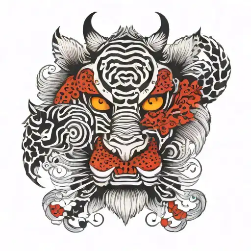  animal print surrounding multiple eyes tattoo design idea
