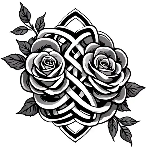 Celtic knot with roses  tattoo design idea