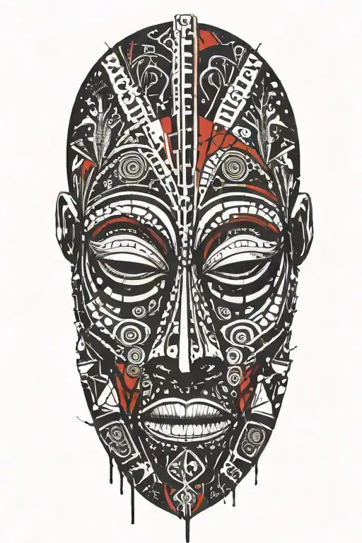 African mask tattoo design idea