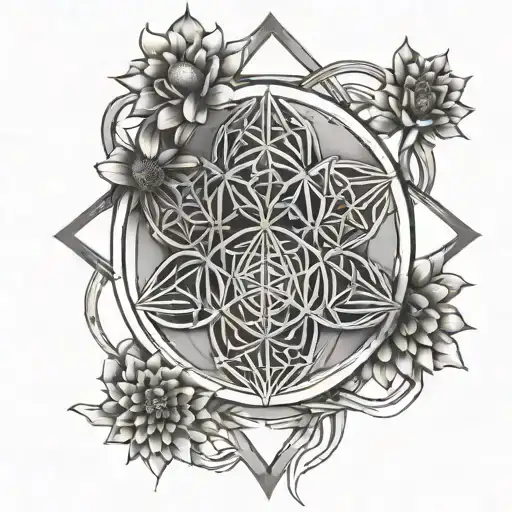 enki thoth creation flower of life intertwined tattoo design idea