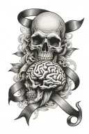 grandpa and brain and lung cancer ribbon tattoo design idea