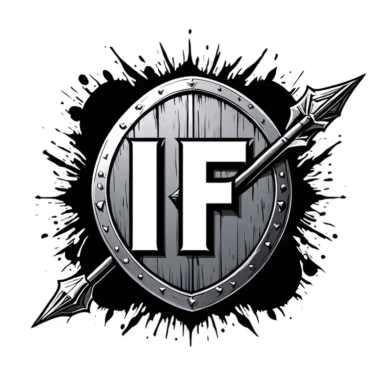"IF" "IF" spartan shield and spear surrounded tattoo design idea