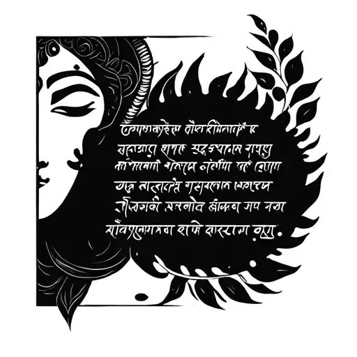 Krishna and Gayatri Mantra Written in Sanskrit tattoo design idea