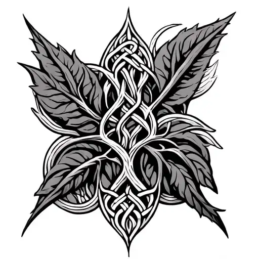 celtic tree and pattern tattoo design idea