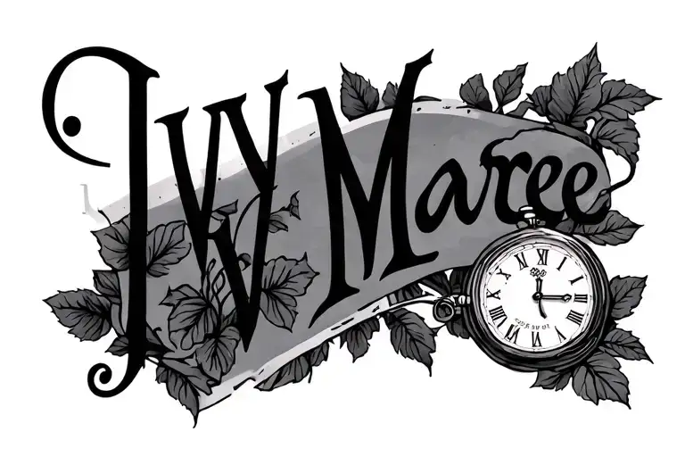 "Ivy Maree" stop watch with time tattoo design idea