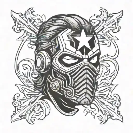 marvel winter soldier mask tattoo design idea