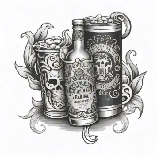 alcohol addiction tattoo design idea