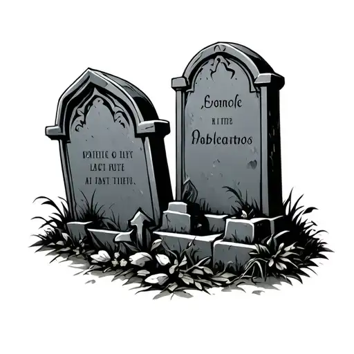 Graveyard scene with tombstones tattoo design idea
