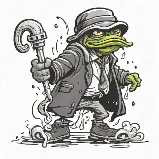 cartoon characters, rain boss, cool pepe, friendly ghost, long legs, scoby, tattoo design idea