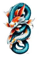 king cobra wrapped with carp koi black tattoo design idea