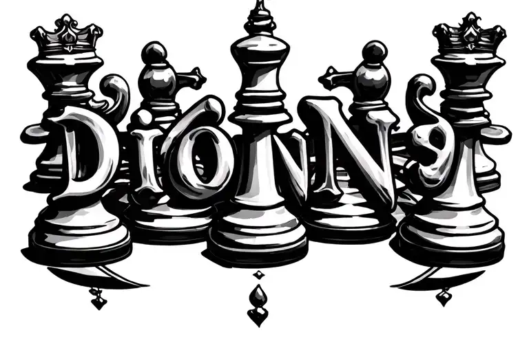 "Dionna " Queen Chess pieces tattoo design idea