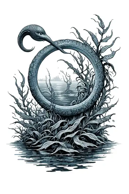 wobble gong in kelp forest  tattoo design idea