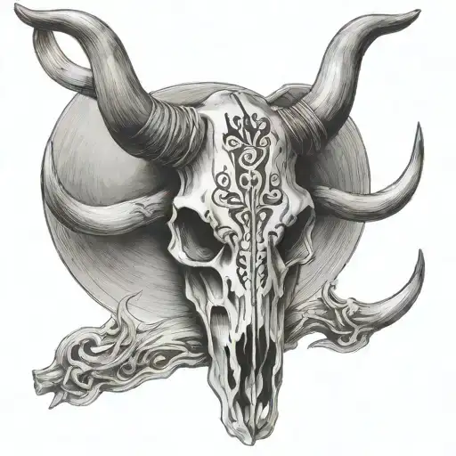 longhorn skull tattoo design idea