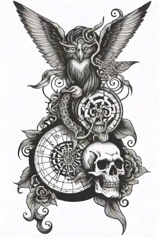 in the style of underground and mysticism tattoo design idea