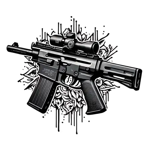 Gun m16 tattoo design idea