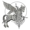 Celtic warrior transcending consciousness  tattoo design idea