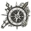 Compass with the phrase "que la gracia me guie" and below it says "Memento mori" tattoo design idea