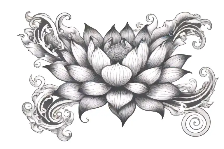 lotus moon lightning bolt tattoo design idea