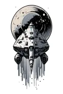 warp speed spaceship tattoo design idea