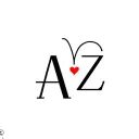 initials A and Z character in between semicolon with heart tattoo design idea