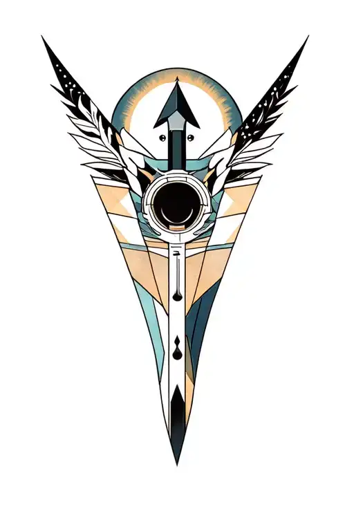 synthesizer cirquit geometric design under knee color dagger tattoo design idea