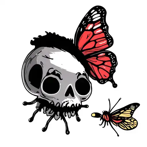 voodoo doll with butter fly tattoo design idea