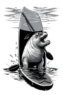 manatee theme paddleboard tattoo design idea