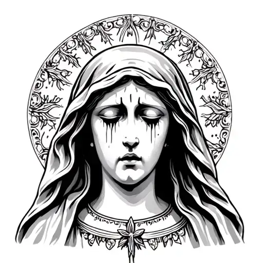 crying virgin mary tattoo design idea