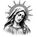 crying virgin mary tattoo design idea