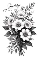 April october July Birth Flower Bouquet" Tattoo tattoo design idea