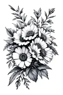 April october July Birth Flower Bouquet" Tattoo tattoo design idea