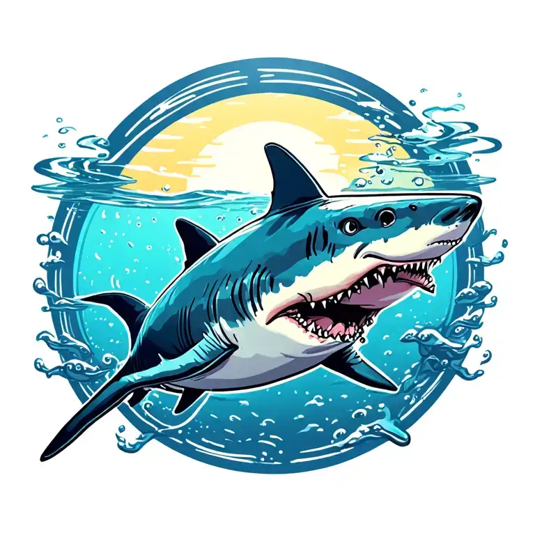 shark swimming tattoo design idea