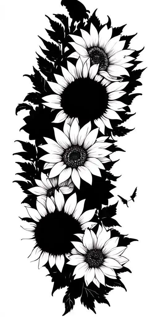 butterflies sunflowers tattoo design idea