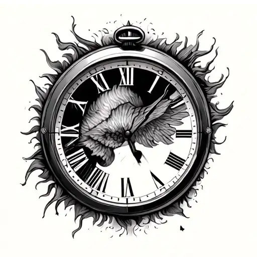 Tattoo on a forearm. To see a life clock in a darker shape and to see his pain, hope, Freud tattoo design idea