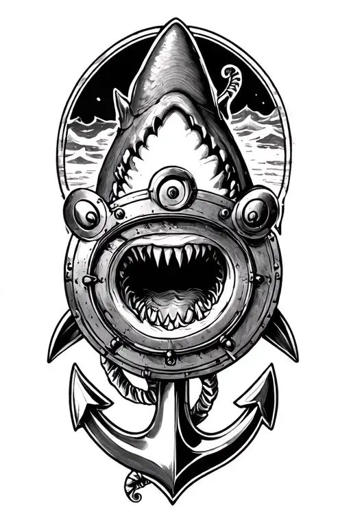 shark, helm and anchor tattoo tattoo design idea