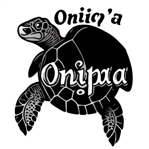 "Onipa’a" Hawaiian native design in the text with a sea turtle and the Hawaiian islands tattoo design idea