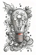 light bulb and hearts surrounded by rain falling tattoo design idea