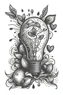 light bulb and hearts surrounded by rain falling tattoo design idea